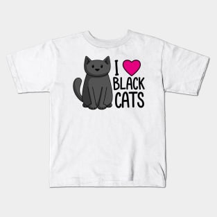 I Love Black Cats Kids T-Shirt